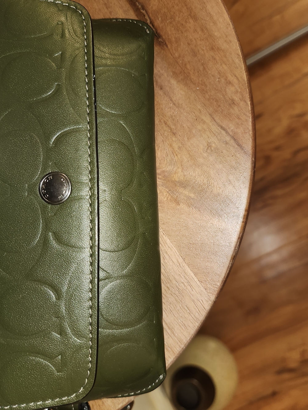 Coach Olive Green Embossed Leather Wallet